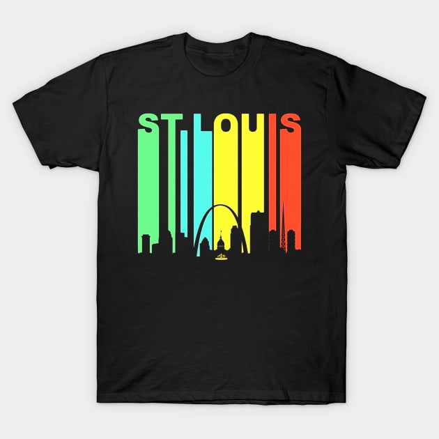 Retro 1970_s St. Louis Missouri Downtown Skyline T-Shirt by Manonee